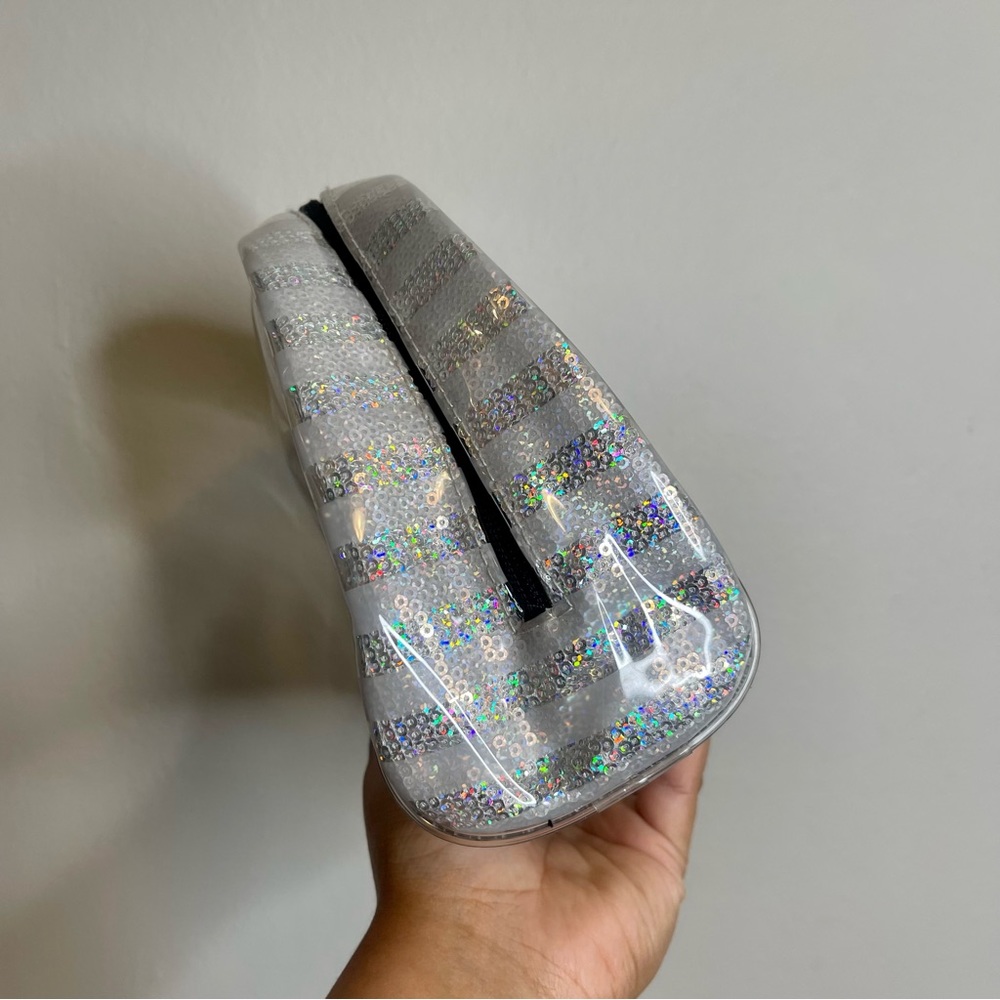 Victoria Secret Signature Stripe Sequin Travel Make Up Bag Clear Bag - Picture 4 of 7